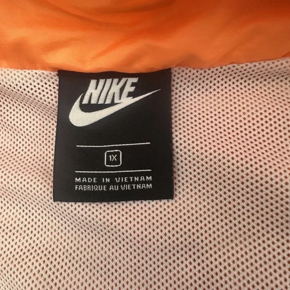 nike windbreaker jacket wome's size 1X JUST DO IT orange pullover lightweight - Picture 3 of 12